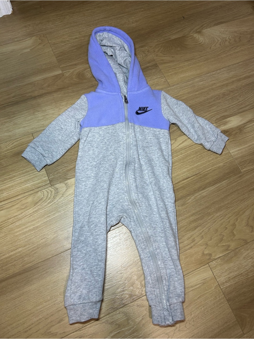 Nike Toddler Hooded One-Piece in Lavender and Light Gray
